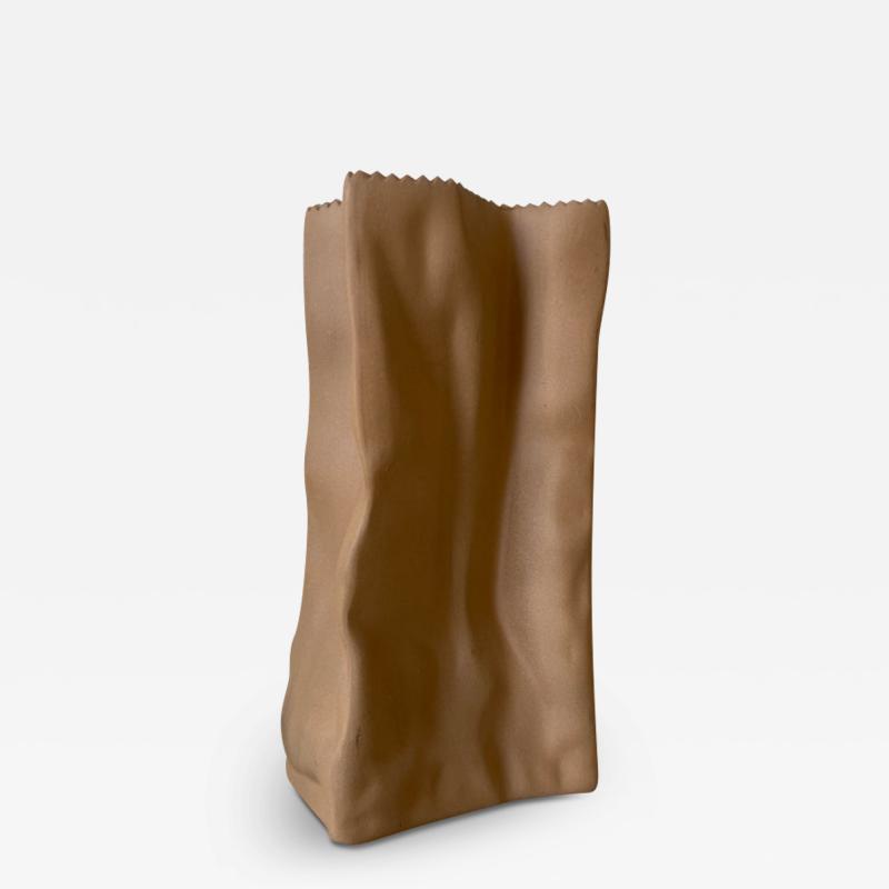 Tapio Wirkkala Tapio Wirkkala Large Brown Paper Bag Porcelain Vase by Rosenthal in Germany