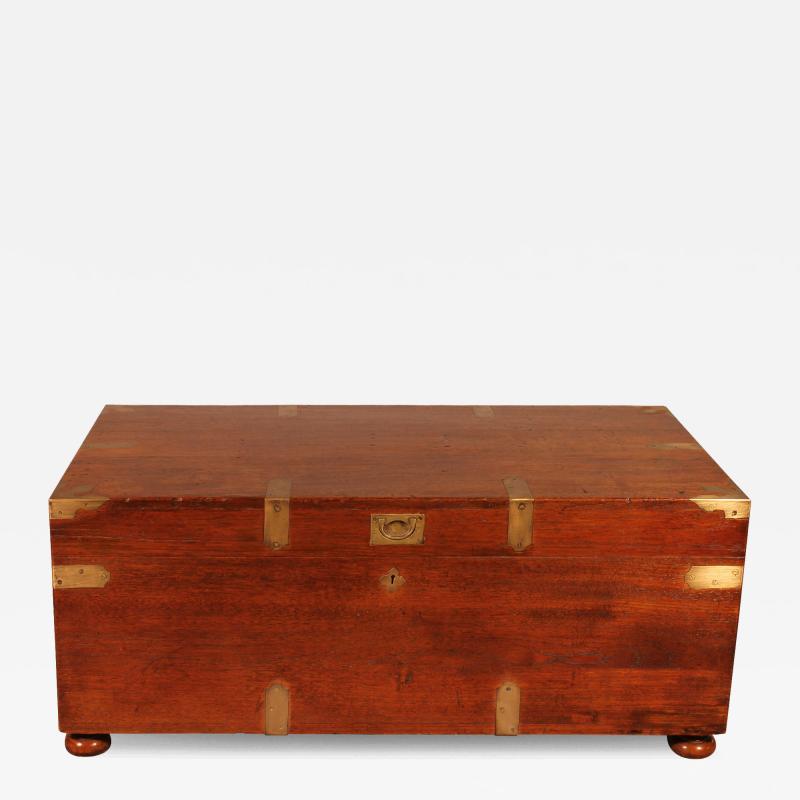 Teak Campaign Or Marine Chest From The 19th Century