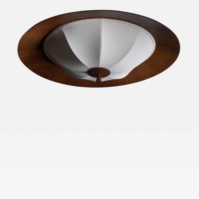 Teak and fabric ceiling lamp