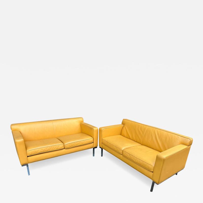 Ted Boerner Fabulous Ted Boerner Pair Yellow Leather DWR Chrome Theatre Loveseat