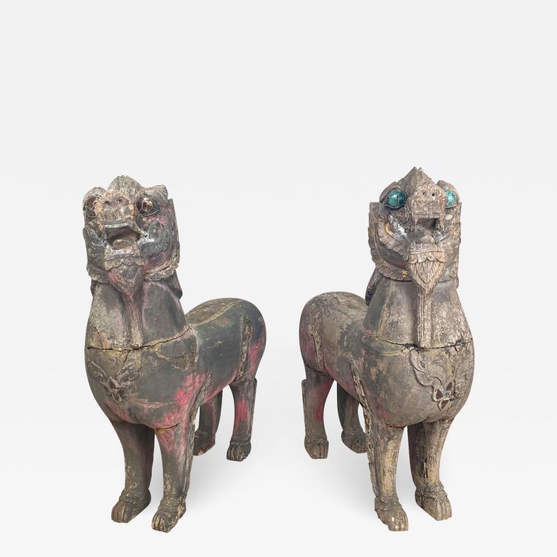 Temple Lions SE Asia 19th Century A Pair