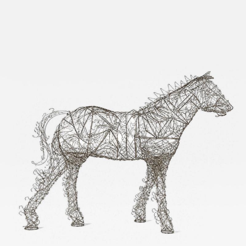 Terence Gower Massive Horse Sculpture Crafted From 1000 Chrome Coat Hangers for Barneys NY