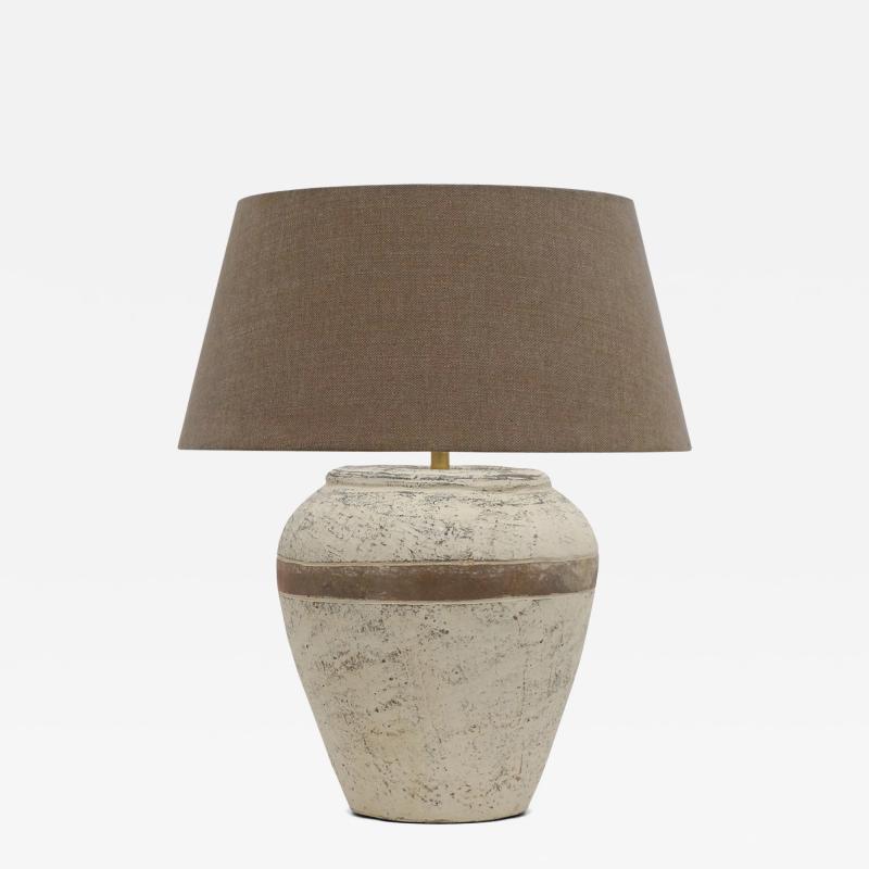 Terra Cotta Table Lamp with Brown Stripe