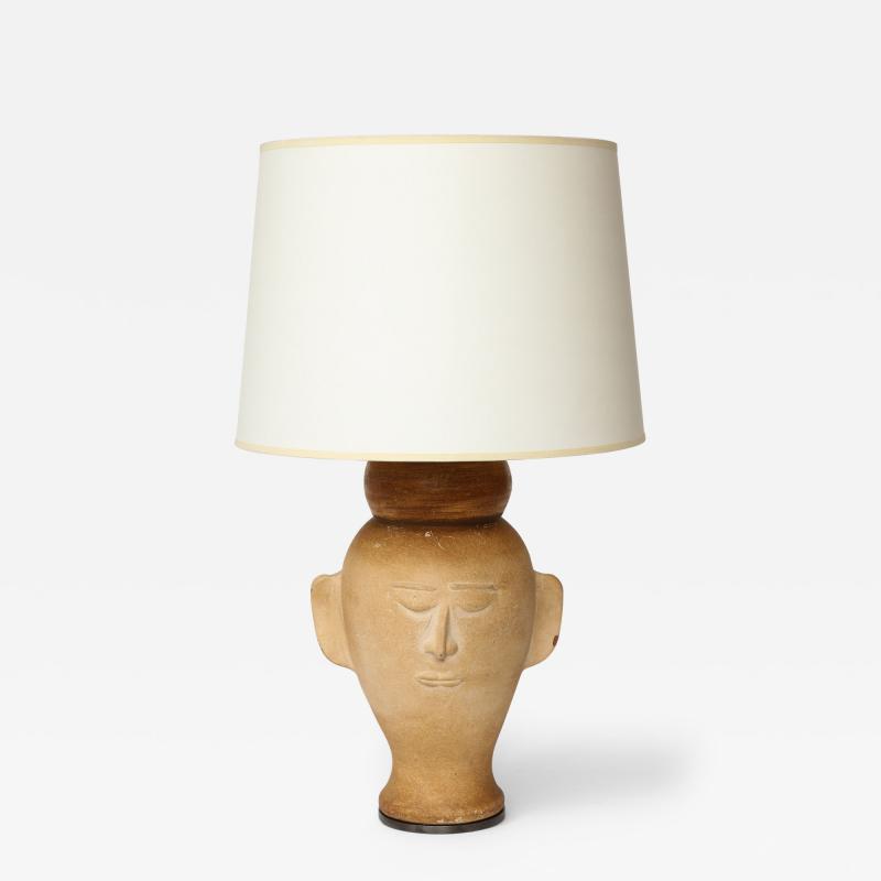 Terracotta Bust Table Lamp with Darkened Metal Base 20th C 