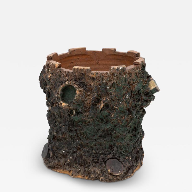 Terracotta English Faux Bois Planter Early 20th Century