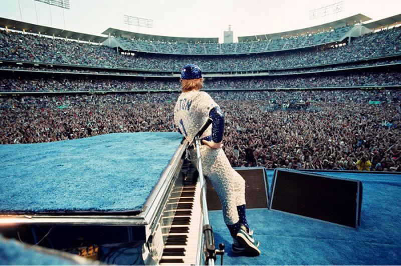 Terry O Neill Elton John at Dodger Stadium Standing