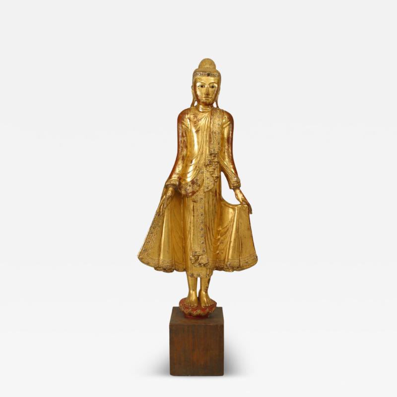 Thai Gilt Buddha Figure on Lotus