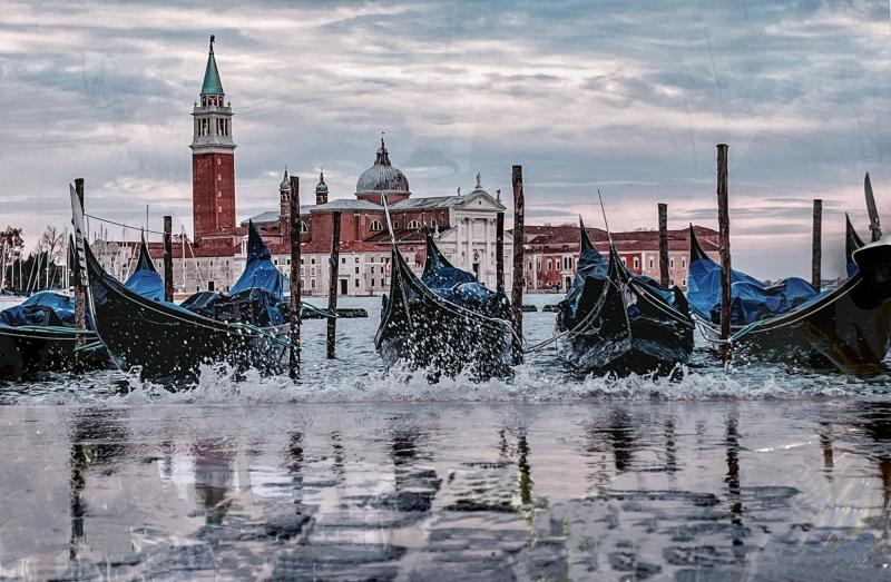 The Gondolas of Venice on Aluminum