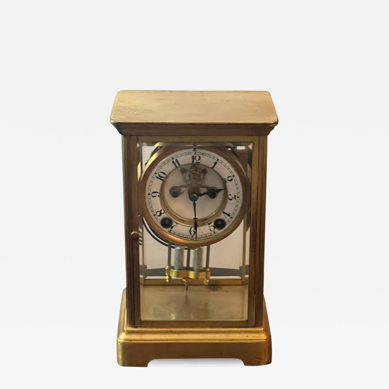 The New Haven Clock Company ANTIQUE BRASS AND GLASS REGULATOR CLOCK BY NEW HAVEN