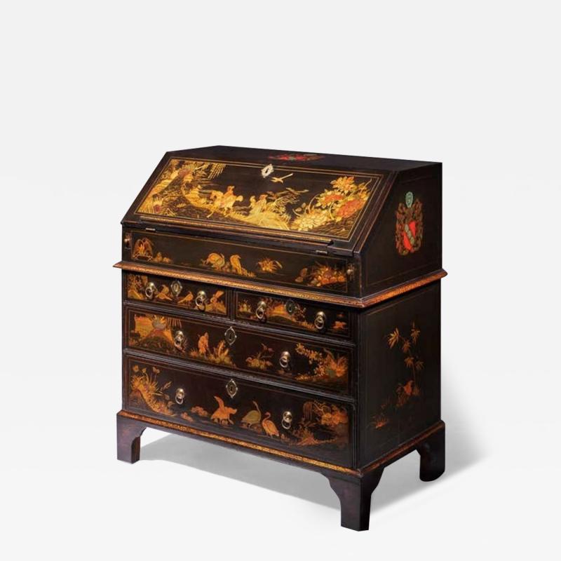 The Sir William Stephenson 18th Century George II Lacquer Chinoiserie Bureau