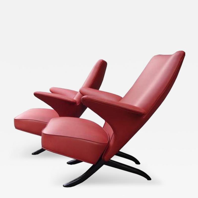 Theo Ruth Theo Ruth Pair of Mid Century Club Chairs Model Congo Netherlands Circa 1953