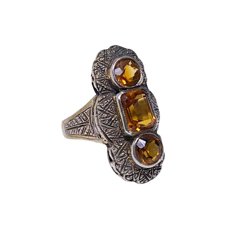 Theodor Fahrner attributed Art Deco Silver and orange stone Ring C 1920