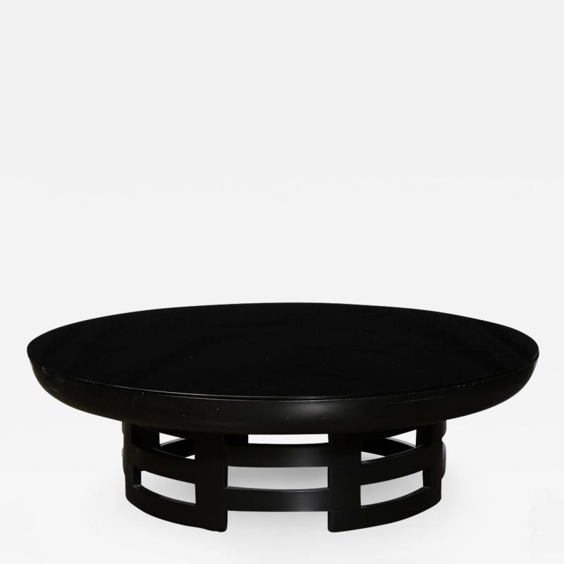 Theodore Muller Isabelle Barringer Mid Century Modern Black Lacquer Vitrolite Cocktail Table Kittinger