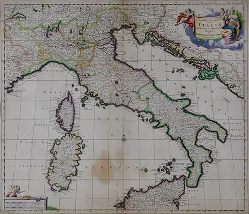 Theodorus Danckerts Italy Sicily Sardinia Corsica and Dalmatian Coast A 17th Century Dutch Map