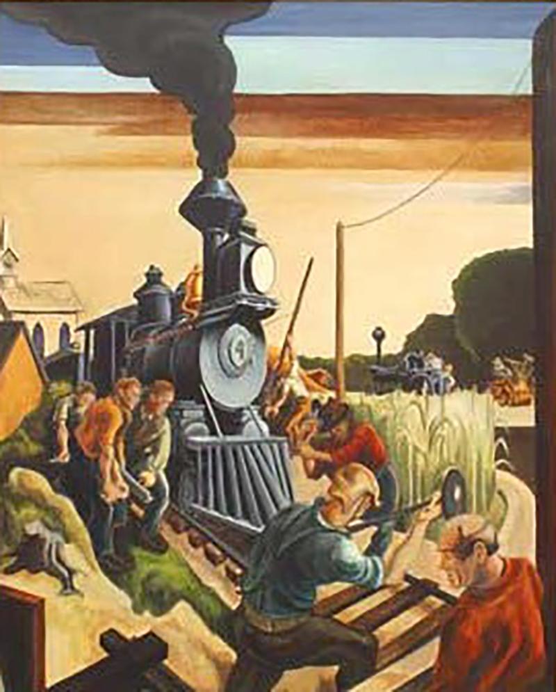 Thomas Hart Benton Copy of Thomas Har Bentons Building of Railroad Painting