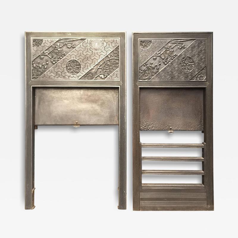Thomas Jeckyll Pair of Anglo Japanese Cast Iron Fire Inserts by T Jeckyll