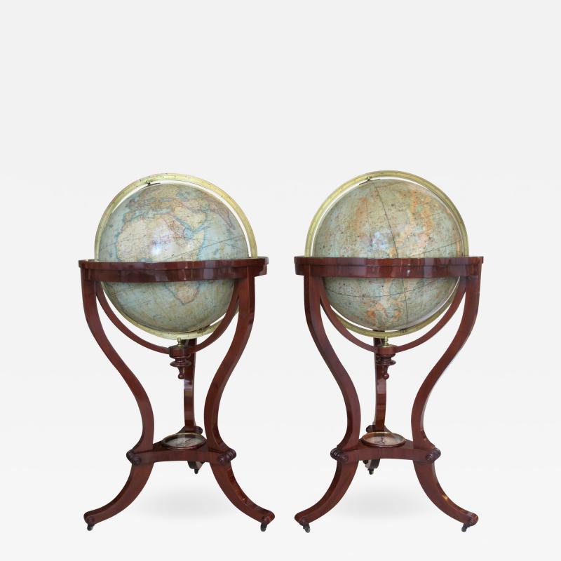 Thomas Malby Pair of Library Terrestrial Celestial Globes by Thomas Malby Co