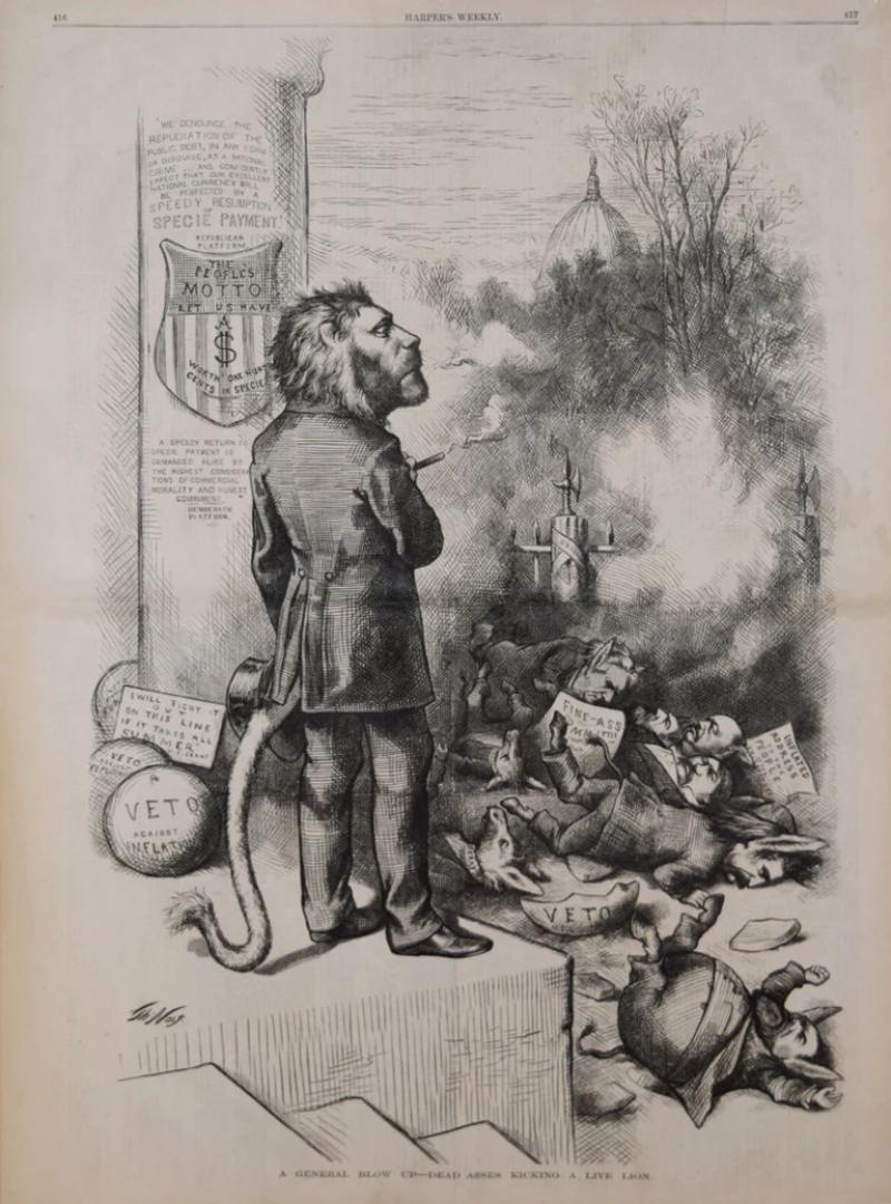 Thomas Nast THOMAS NAST 1840 1902 A GENERAL BLOW UP DEAD ASSES KICKING A LIVE LION