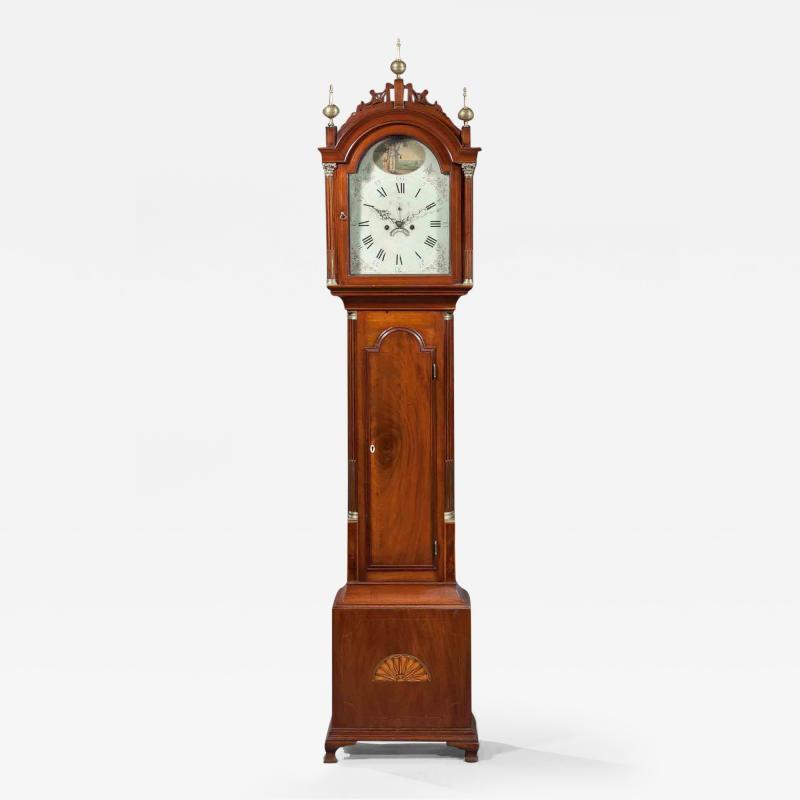 Thomas Seymour Hepplewhite Inlaid Tall Clock with Seymour Attributed Case Boston Circa 1790