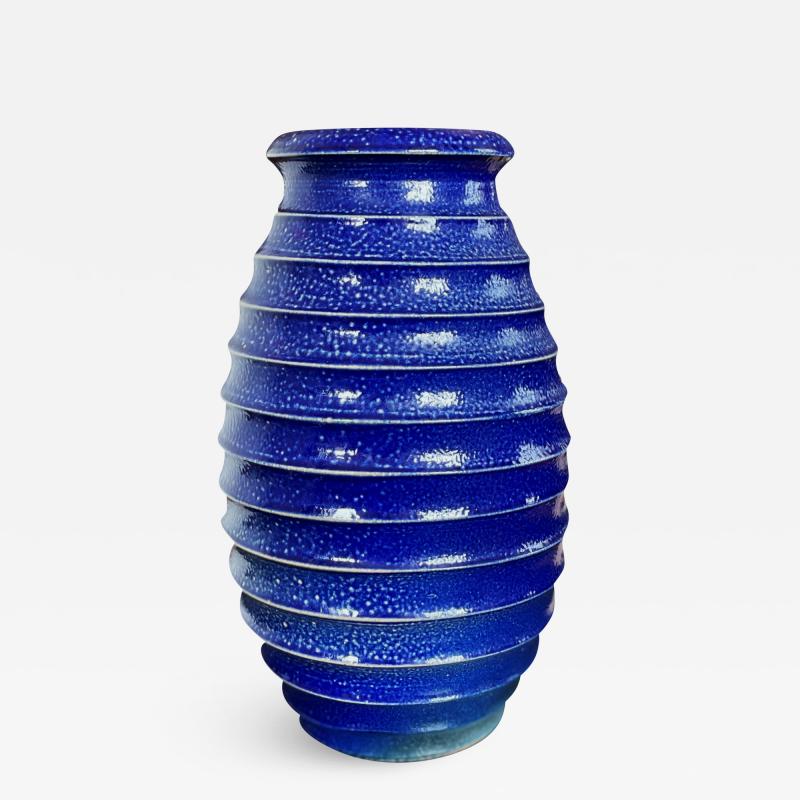 Thord Karlsson Swedsih Studio Vase in Cobalt Blue Salt Glaze