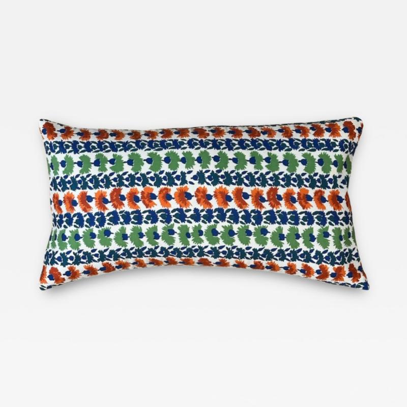 Threads Soft Goods Cotton Striped Floral Pillow 10 x 17 USA 414C