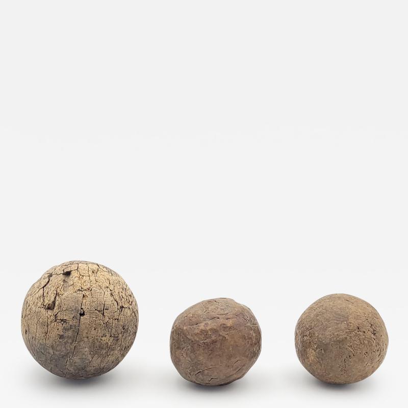 Three 19th Century Wooden Balls circa 1860
