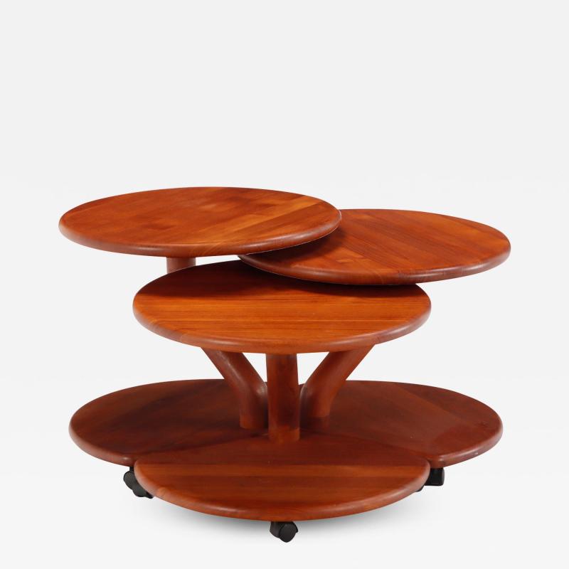 Three Danish mid century modern Niels Bach teak Model 53 mushroom nesting tables