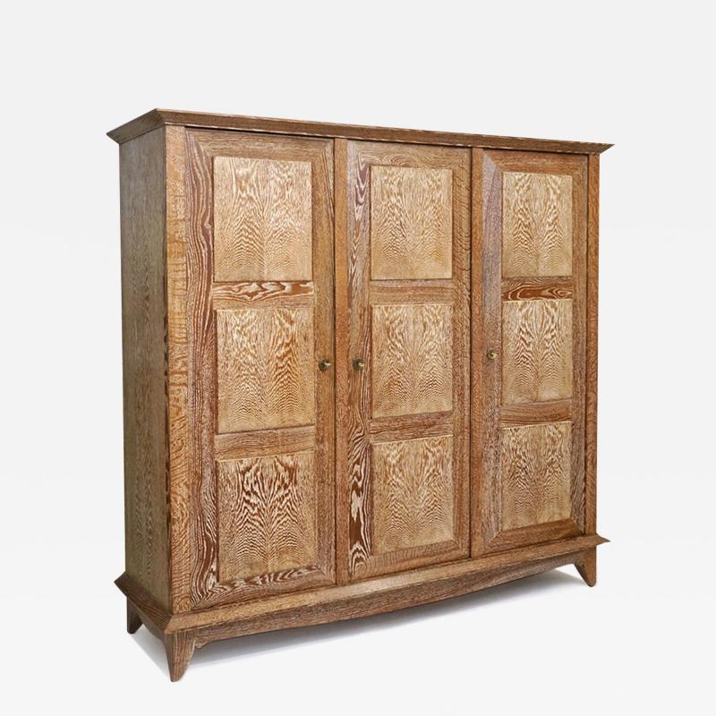 Three Door Cerused Oak Cabinet