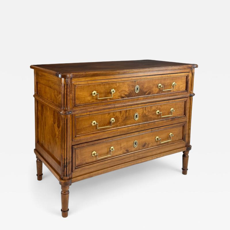 Three Drawer French Walnut Commode