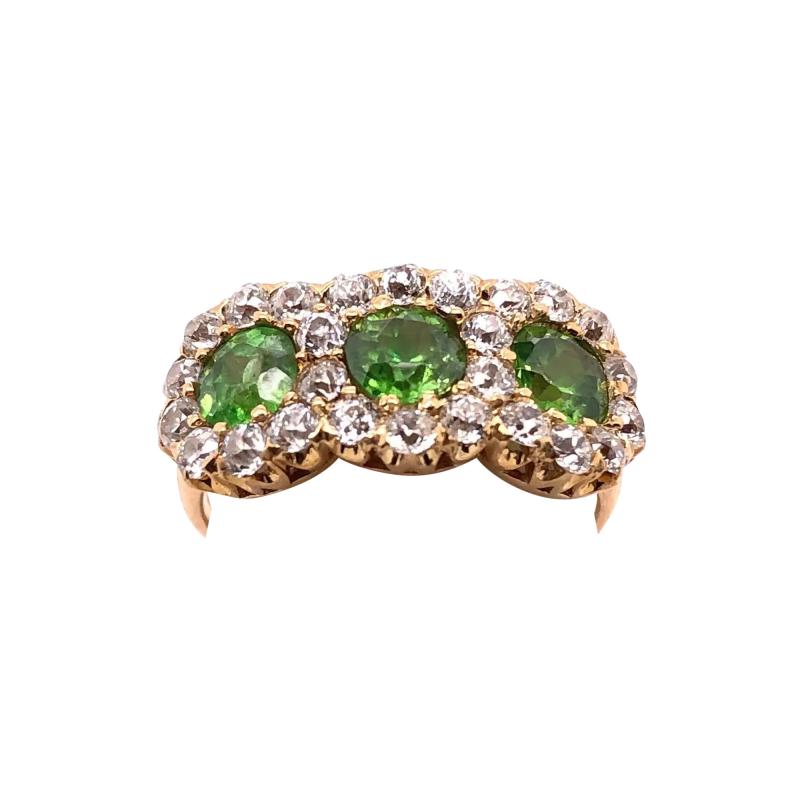 Three Stone Emerald and Diamond Modern Ring