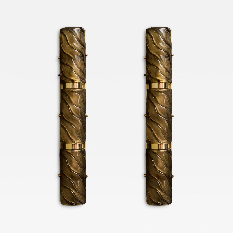 Three Tiers Murano Glass and Brass Wall Sconces