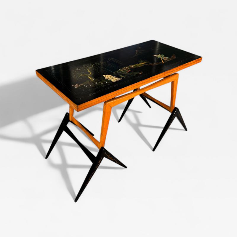 Three in one table in Hardwood with Chinoiserie theme Unknown 1950s