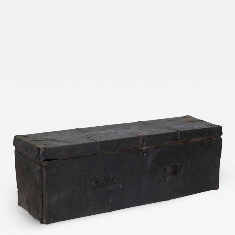 Tibetan Black Wood Leather Iron Trunk