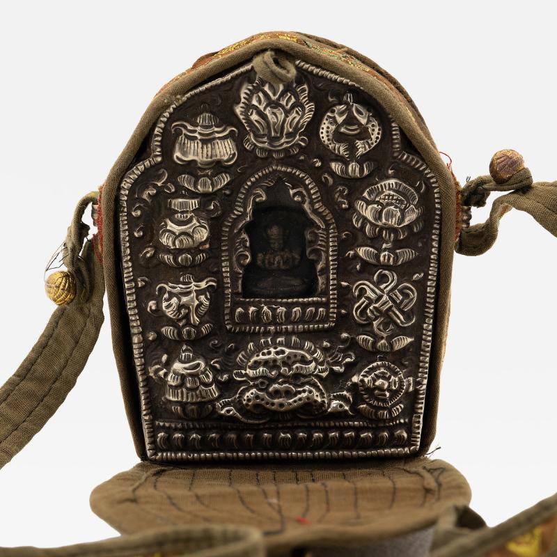 Tibetan Gau Traveling Shrine with Silk Case