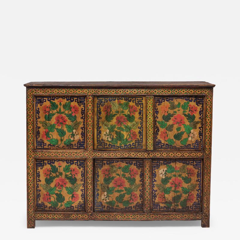 Tibetan Red Gold Blossom Cabinet