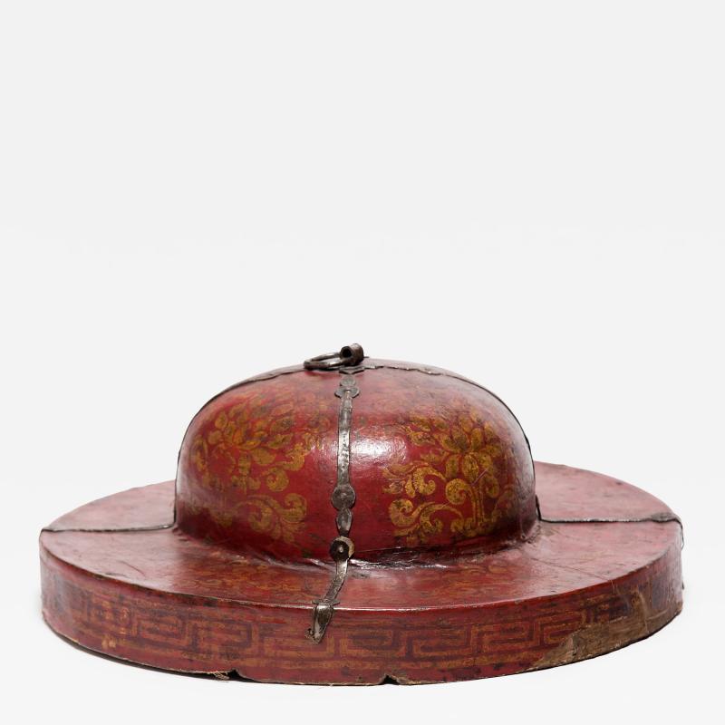 Tibetan Red Lacquer Cymbal Case Lid
