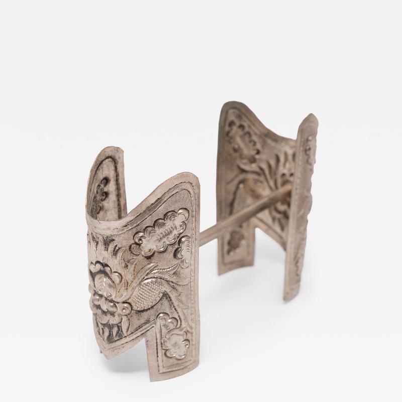 Tibetan Repouss Silver Fitting with Dragons