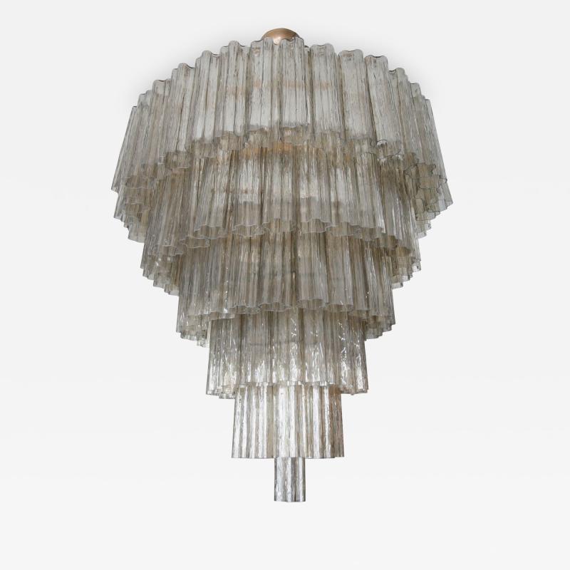 Tiered 1970s Smoked Glass Murano Chandelier