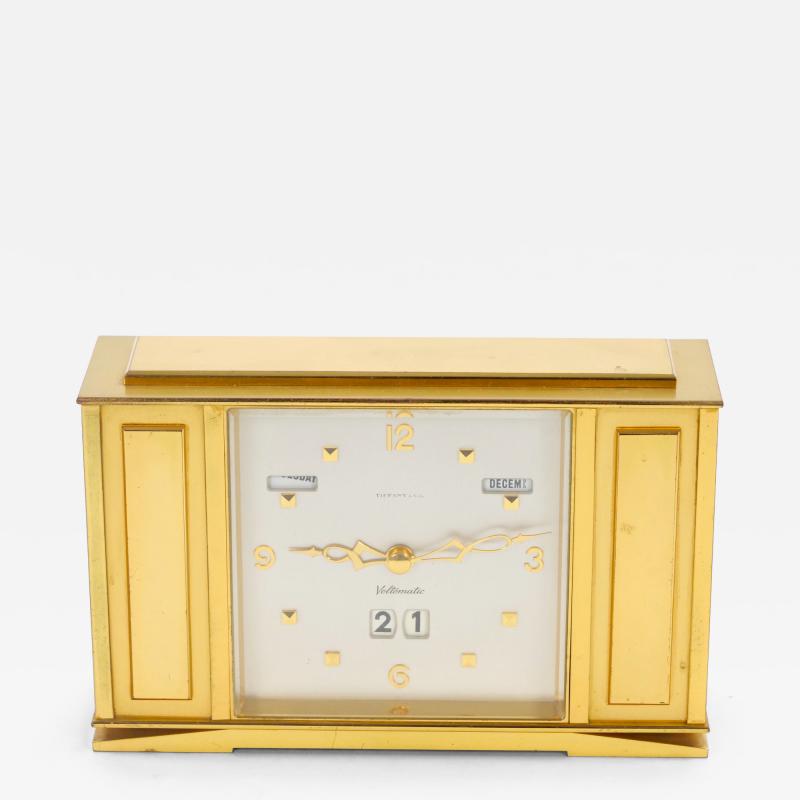 Tiffany Co Gilt Bronze Rectangular Desk Clock with Volumatic Dial circa 1960