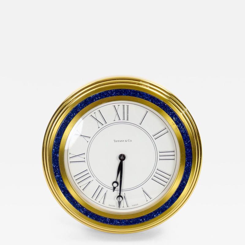 Tiffany Co Gilt Bronze and Marble Desk Clock circa 1960