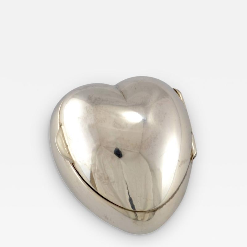 Tiffany Co Sterling Silver Heart Shape Hinged Box 