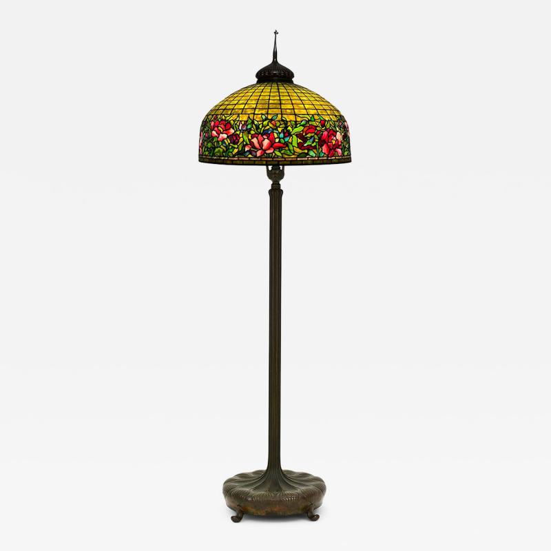 Tiffany Studios Antique Tiffany Studios Floor Lamp with Peony Border
