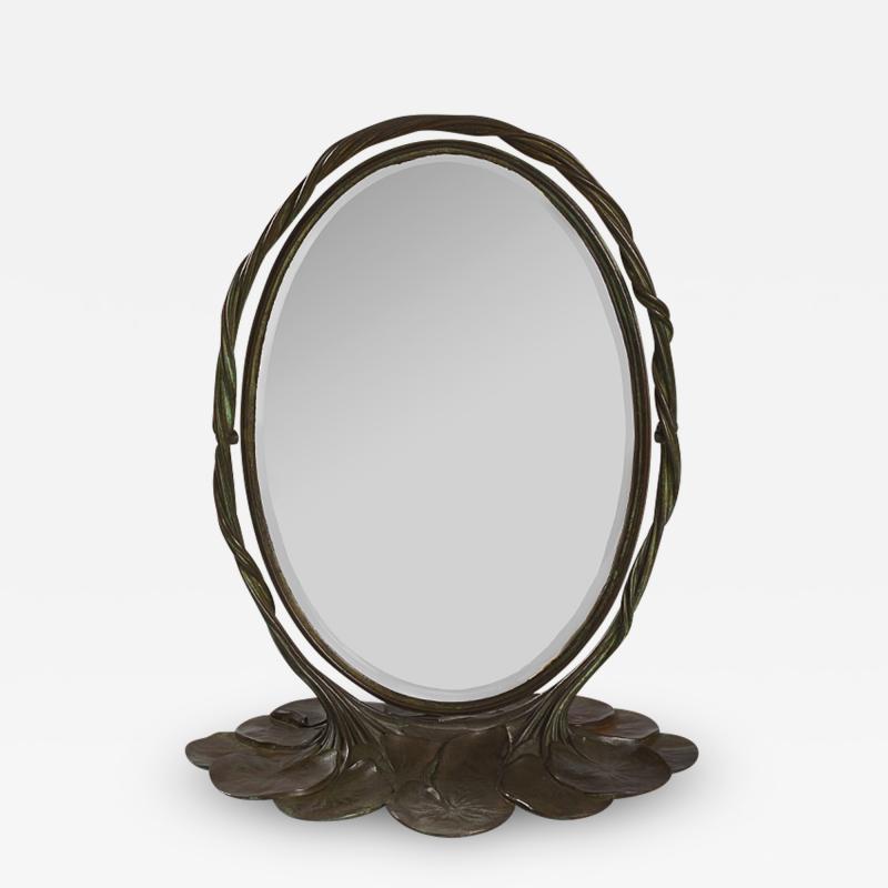 Tiffany Studios Bronze Lily Pad Mirror by Tiffany Studios