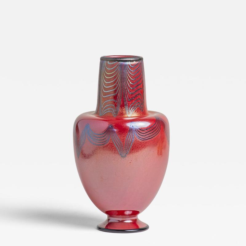 Tiffany Studios Decorated Red Favrile Glass Vase