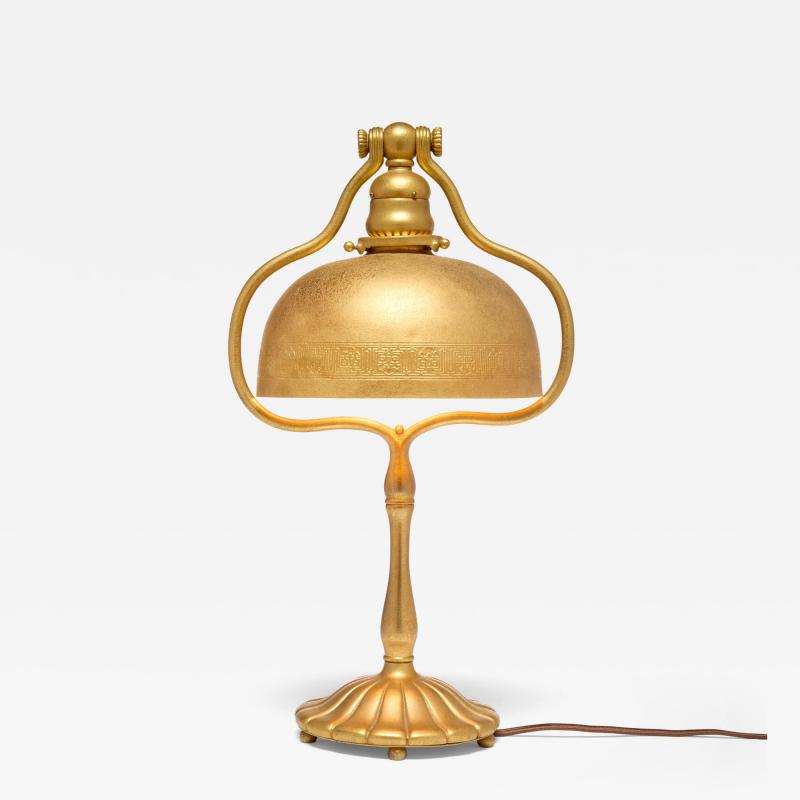 Tiffany Studios Desk Lamp Gilt Brass Bell Shaped Shade Model 424 circa 1910
