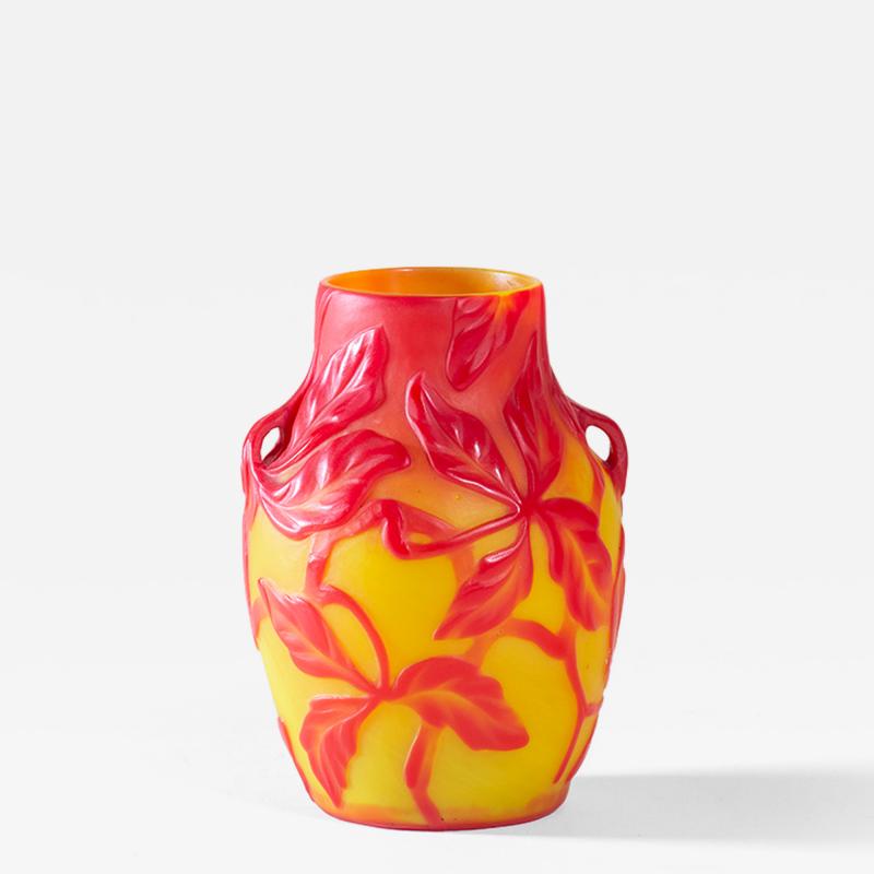 Tiffany Studios Favrile Glass Cameo Cabinet Vase with Applied Handles