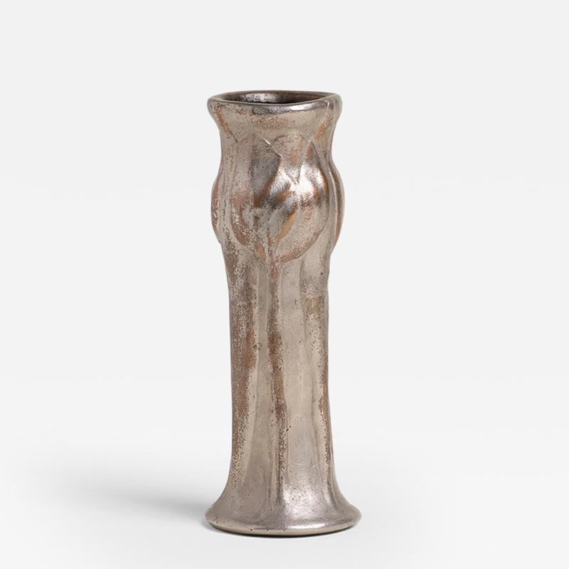 Tiffany Studios Rare Silvered Bronze Pottery Tulip Vase