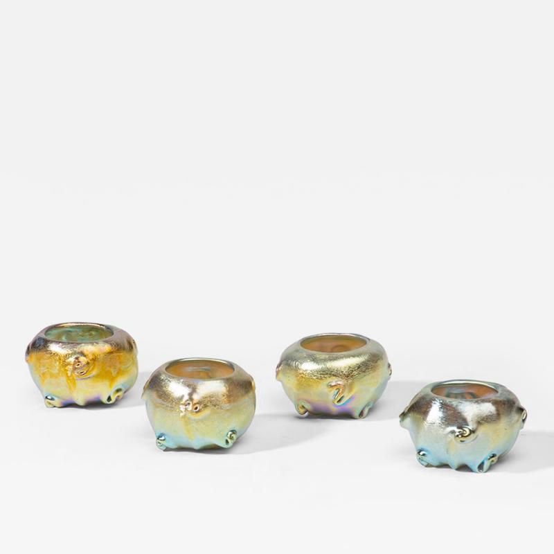 Tiffany Studios Set of Four Gold Iridescent Favrile Glass Salt Dishes