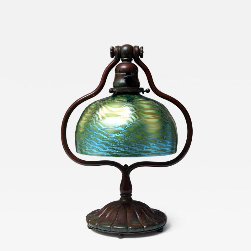 Tiffany Studios Tiffany Studios 7 green Favrile harp desk lamp