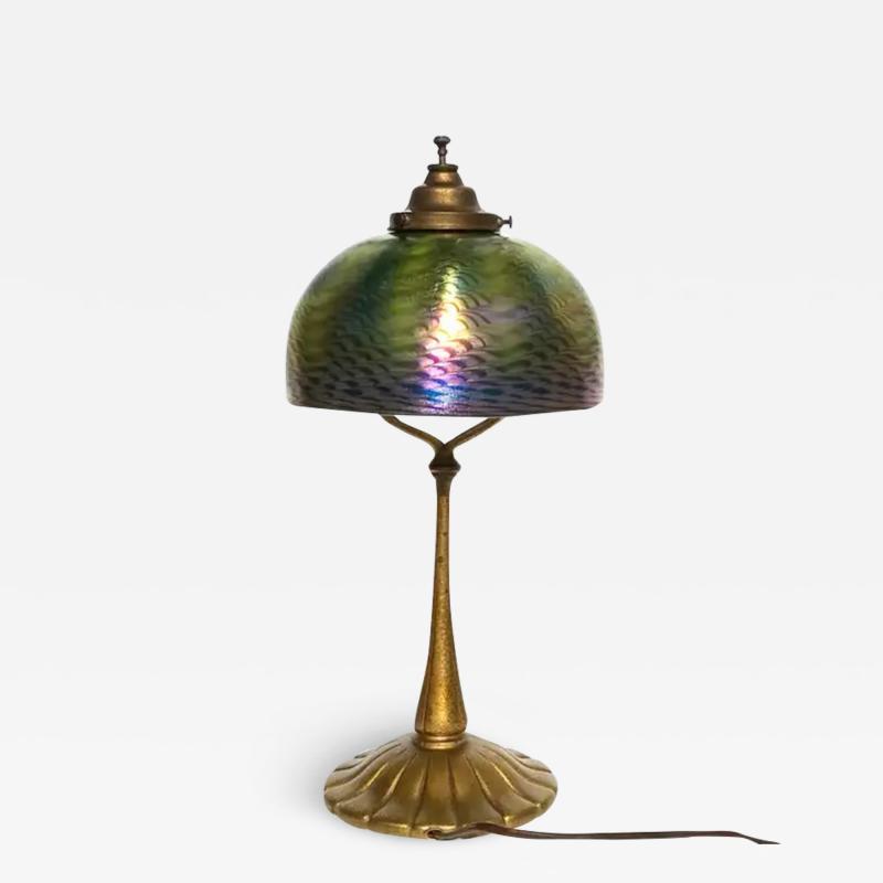 Tiffany Studios Tiffany Studios Damascene Gilt Bronze Lamp